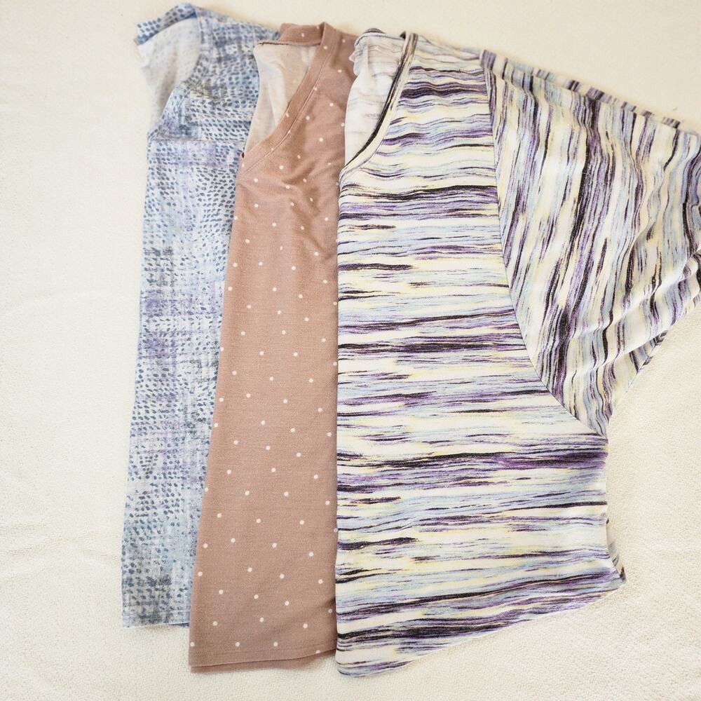 LuLaroe Womens XLarge Lot of 3 Renee Batwing Balloon Sleeve V-Neck Tops